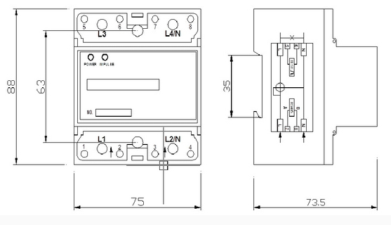 DIN Rail Single Phase Energy Meter (4P)