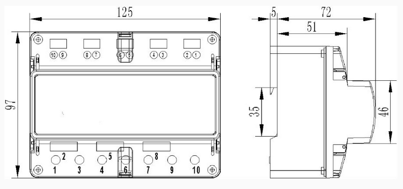 DIN Rail 3 Phase Energy Meter with Cut Off Function (7P)